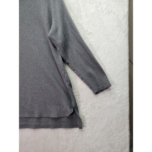 Isaac Mizrahi Live! Top Womens 2X Gray Knit Long Sleeve Turtleneck High Low Slit - Picture 5 of 8